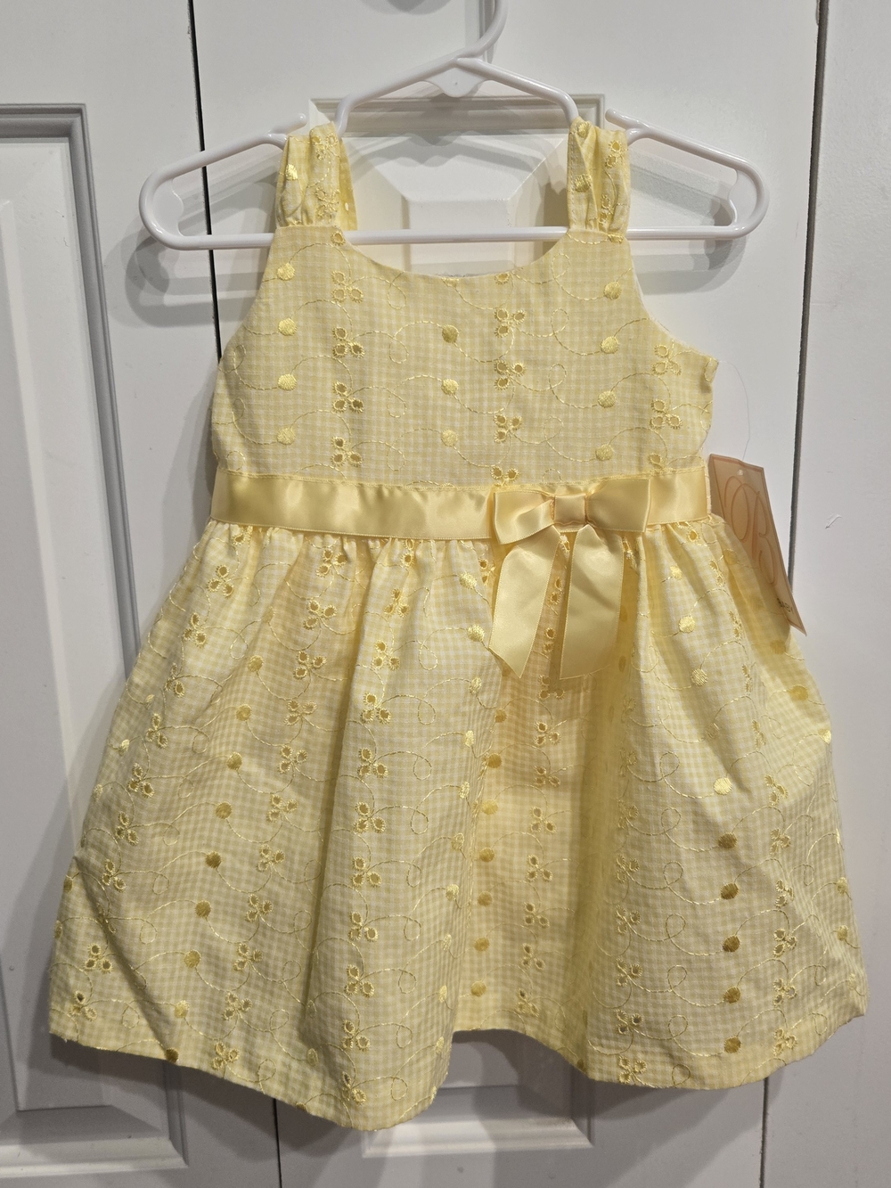 Bonnie Baby Yellow Eyelet Dress with Satin Bow